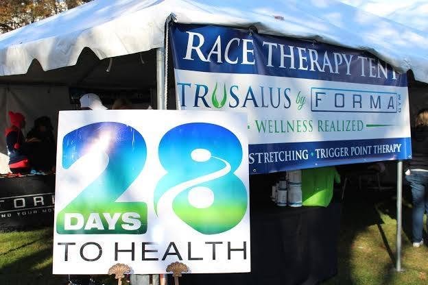The Race Therapy Tent at the Walnut Creek Turkey Trot, Thanksgiving 2013.